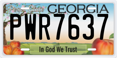 GA license plate PWR7637