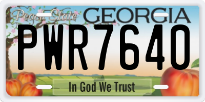 GA license plate PWR7640