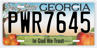 GA license plate PWR7645