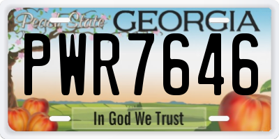 GA license plate PWR7646