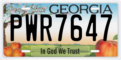 GA license plate PWR7647