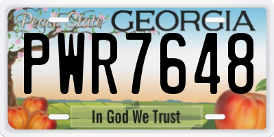 GA license plate PWR7648