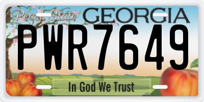 GA license plate PWR7649