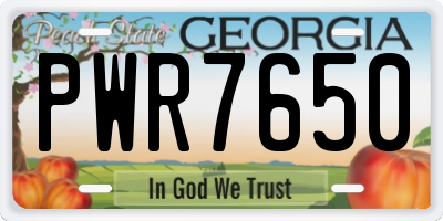 GA license plate PWR7650