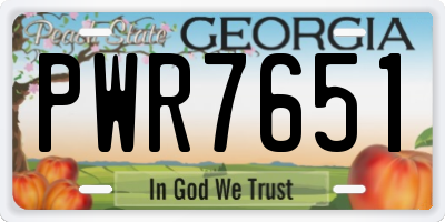 GA license plate PWR7651