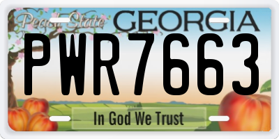 GA license plate PWR7663