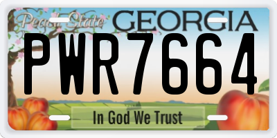GA license plate PWR7664
