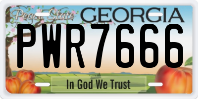 GA license plate PWR7666