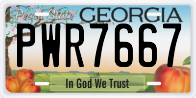 GA license plate PWR7667
