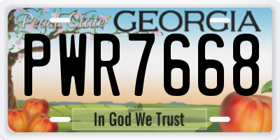 GA license plate PWR7668