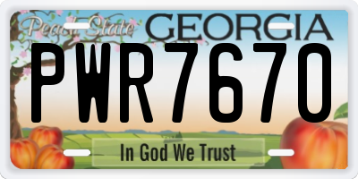 GA license plate PWR7670