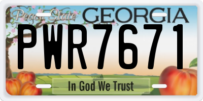 GA license plate PWR7671