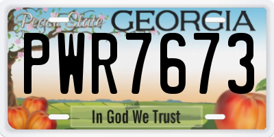 GA license plate PWR7673