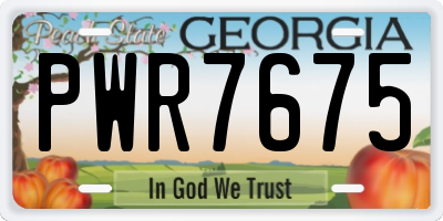 GA license plate PWR7675