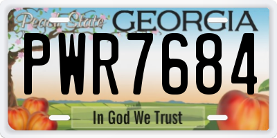 GA license plate PWR7684