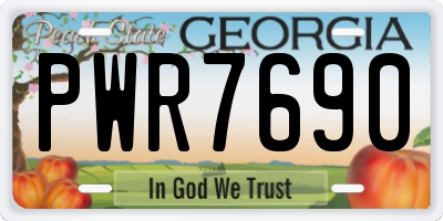 GA license plate PWR7690