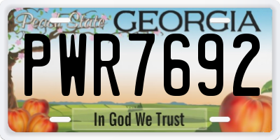 GA license plate PWR7692