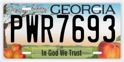 GA license plate PWR7693