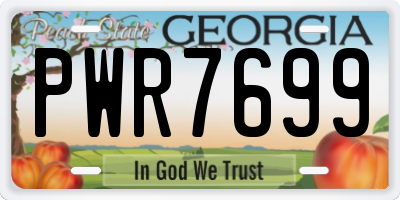 GA license plate PWR7699