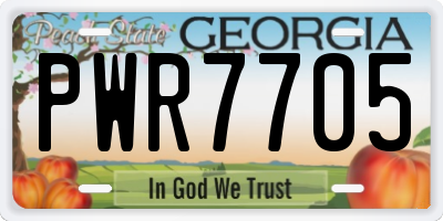 GA license plate PWR7705