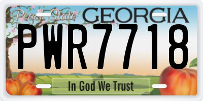 GA license plate PWR7718
