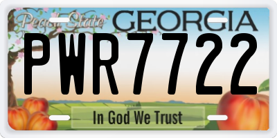 GA license plate PWR7722