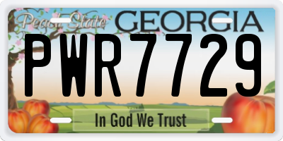 GA license plate PWR7729