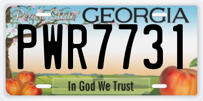 GA license plate PWR7731