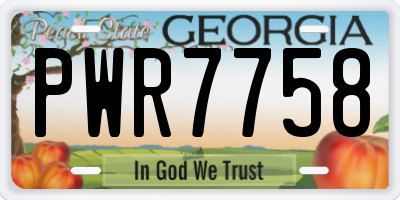 GA license plate PWR7758