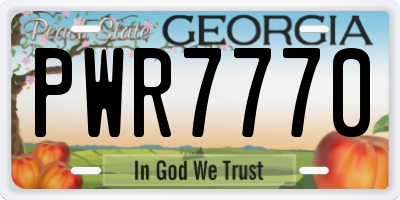 GA license plate PWR7770