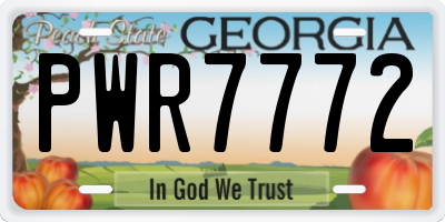 GA license plate PWR7772