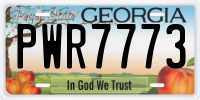 GA license plate PWR7773