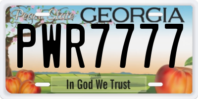 GA license plate PWR7777
