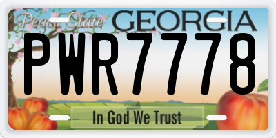 GA license plate PWR7778