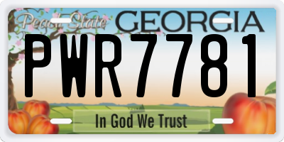 GA license plate PWR7781