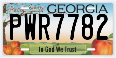 GA license plate PWR7782