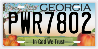 GA license plate PWR7802