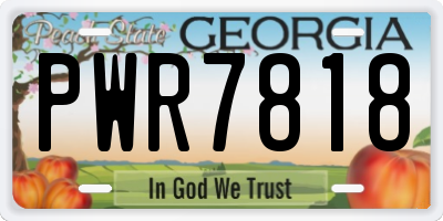 GA license plate PWR7818
