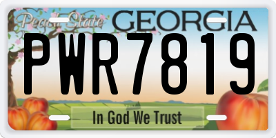 GA license plate PWR7819