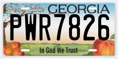 GA license plate PWR7826