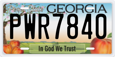 GA license plate PWR7840