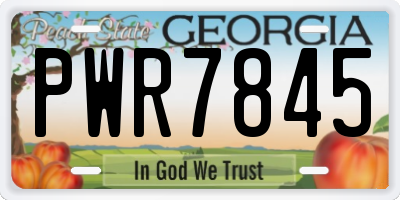 GA license plate PWR7845