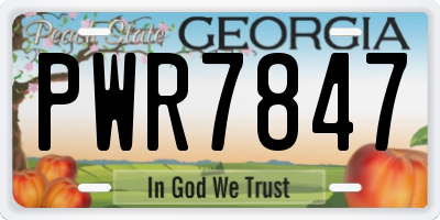 GA license plate PWR7847