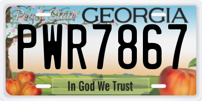 GA license plate PWR7867