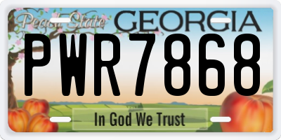 GA license plate PWR7868