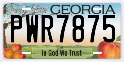 GA license plate PWR7875