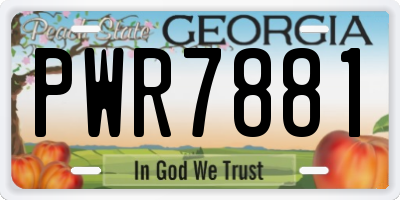 GA license plate PWR7881