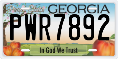 GA license plate PWR7892