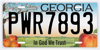 GA license plate PWR7893