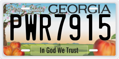 GA license plate PWR7915